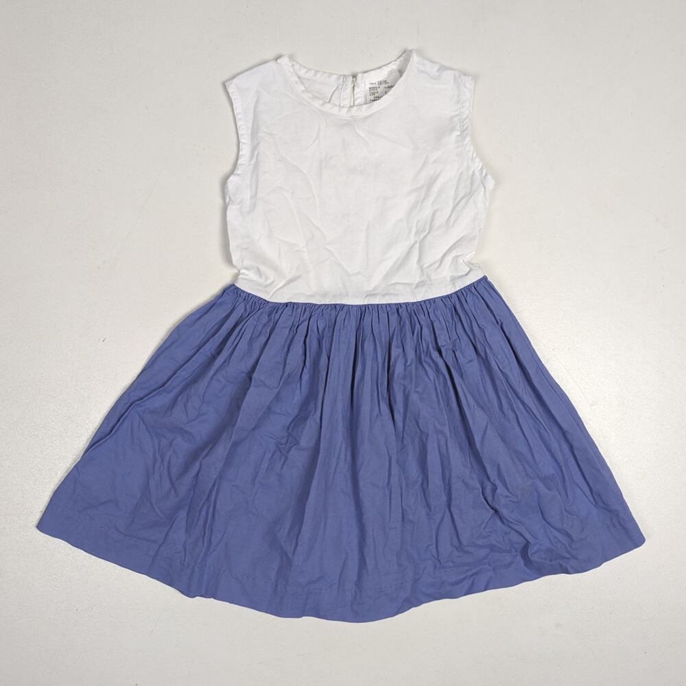 Vintage Dress Girls Sz 6 Blue White Sundress Basic Classic Staple